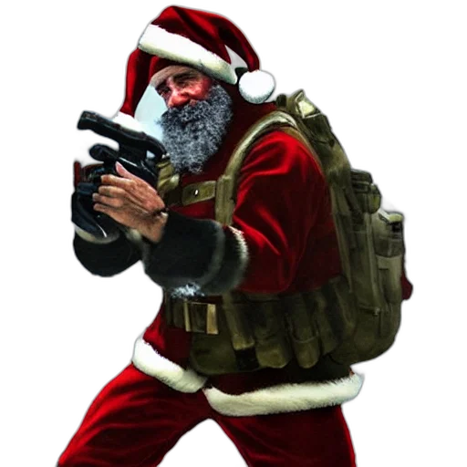 weapon, concept art, 3d render, pixel art, captain, price, santa, claus transparent PNG cut-out