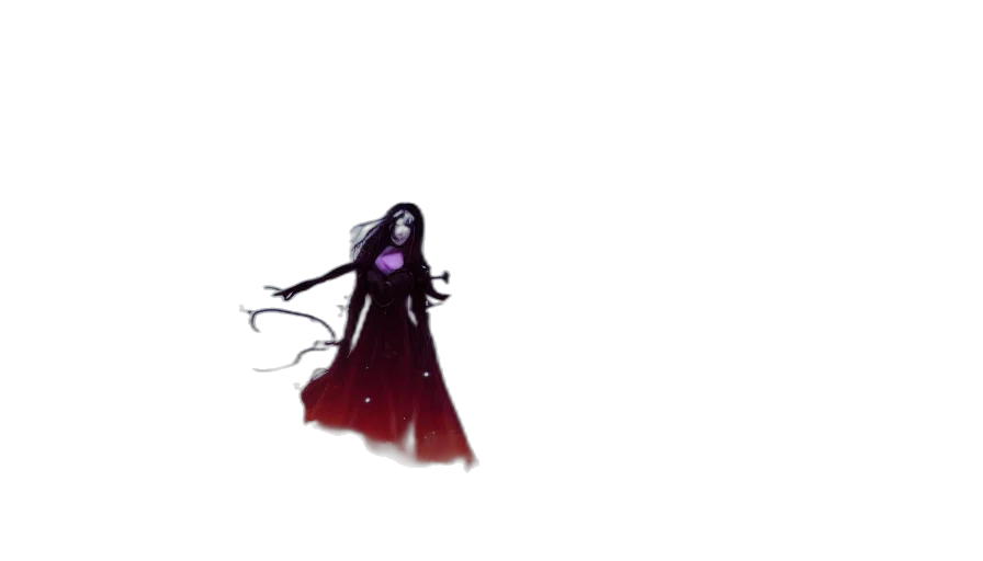 dress, creature, staff, hair transparent PNG cut-out