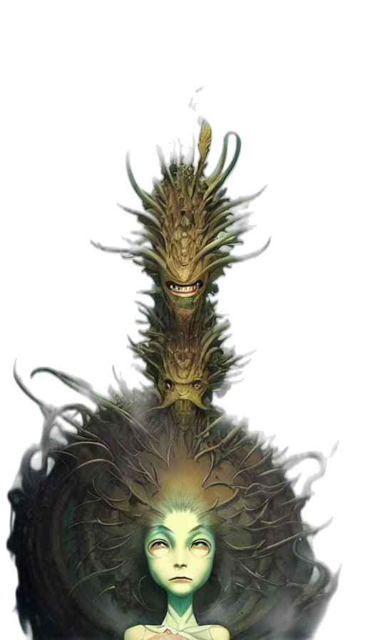 dragon, creature, mask, crown transparent PNG cut-out