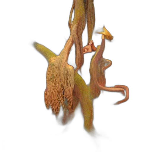 hair, staff, creature, flower transparent PNG cut-out