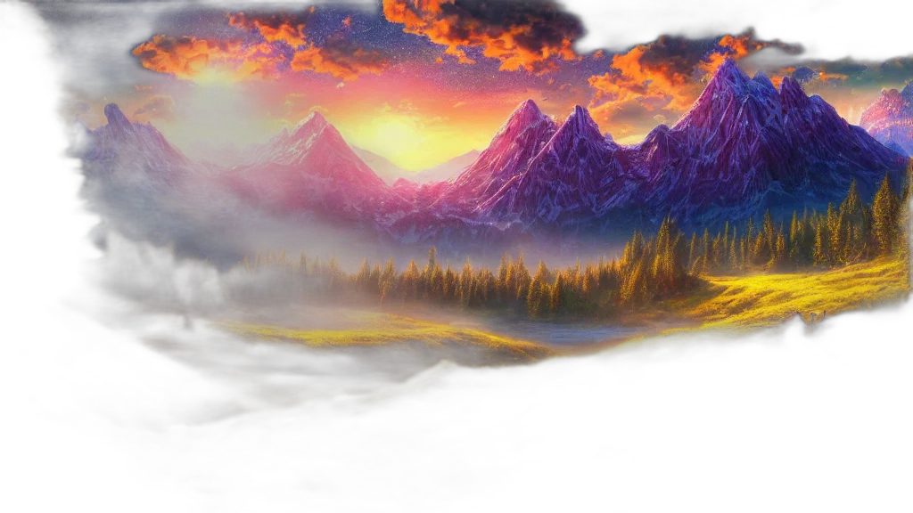 dragon, fantasy art, photorealistic, concept art, watercolor, fog, snow, sunset transparent PNG cut-out