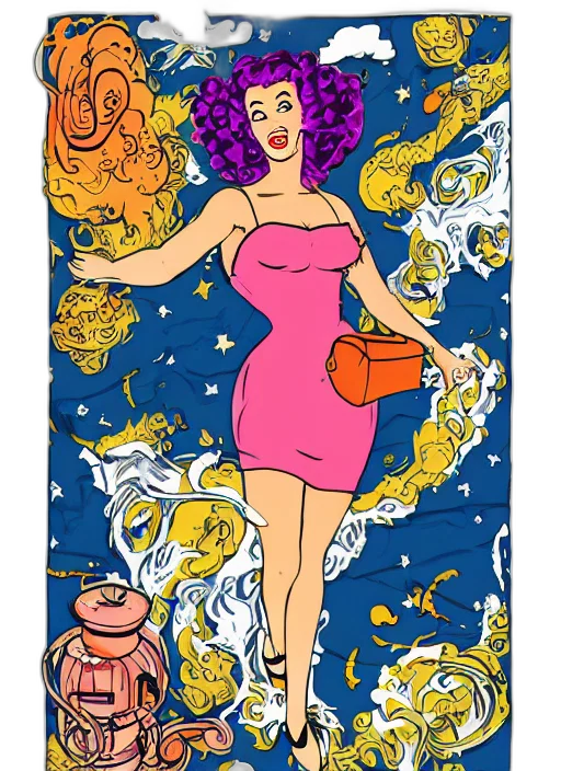 dress, comic book art, cartoon, concept art transparent PNG cut-out
