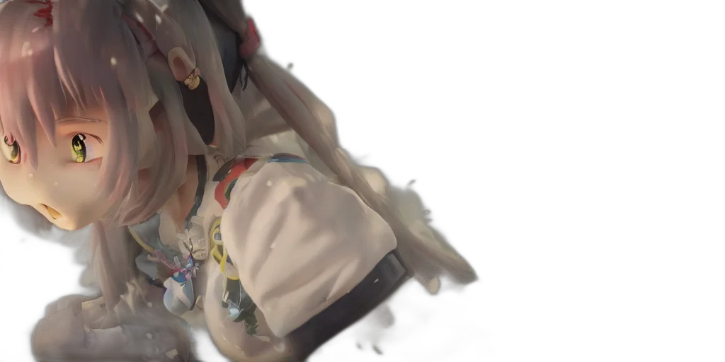face, weapon, jacket, staff, concept art, anime, 3d render, photorealistic transparent PNG cut-out