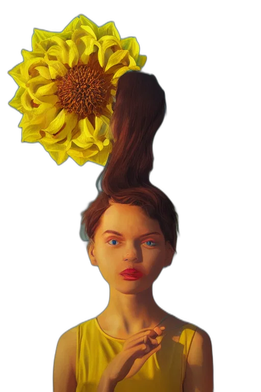crown, flower, hair, hat, photorealistic, oil painting, concept art, 3d render transparent PNG cut-out