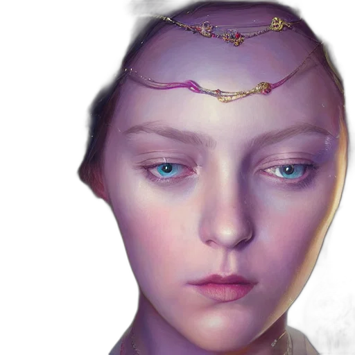 crown, jewelry, face, concept art, cyberpunk, photorealistic, fantasy art, pastel transparent PNG cut-out