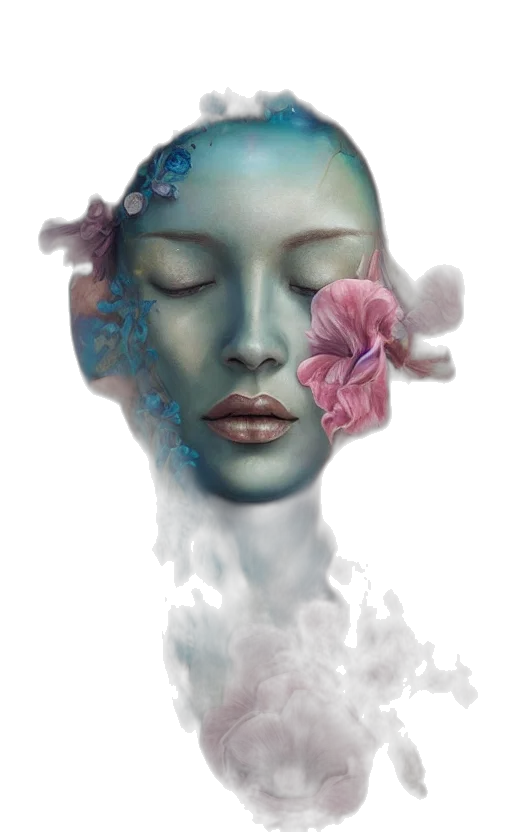 mask, face, flower, crown, photorealistic, fantasy art, concept art, oil painting transparent PNG cut-out
