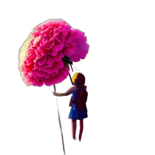 flower, umbrella, staff, dress, 3d render, concept art, pixel art, photorealistic transparent PNG cut-out