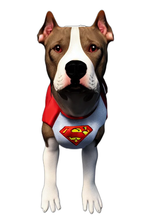 animal, comic book art, 3d render, concept art, photorealistic, pitbull, dog, wearing transparent PNG cut-out
