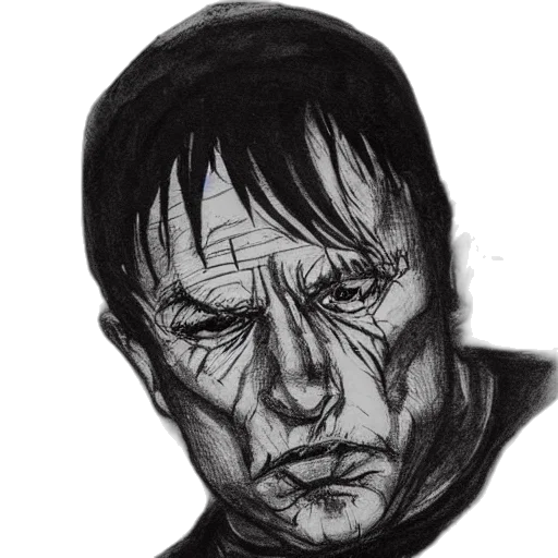 face, mask, creature, comic book art transparent PNG cut-out