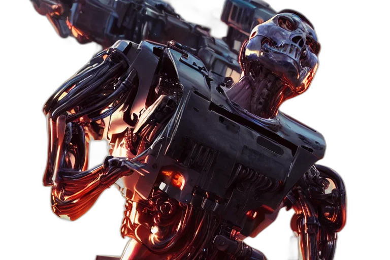 robot, concept art, 3d render, cyberpunk, terminator, single, subject, scenic transparent PNG cut-out