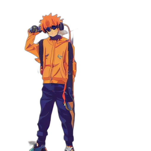 jacket, staff, weapon, mask transparent PNG cut-out