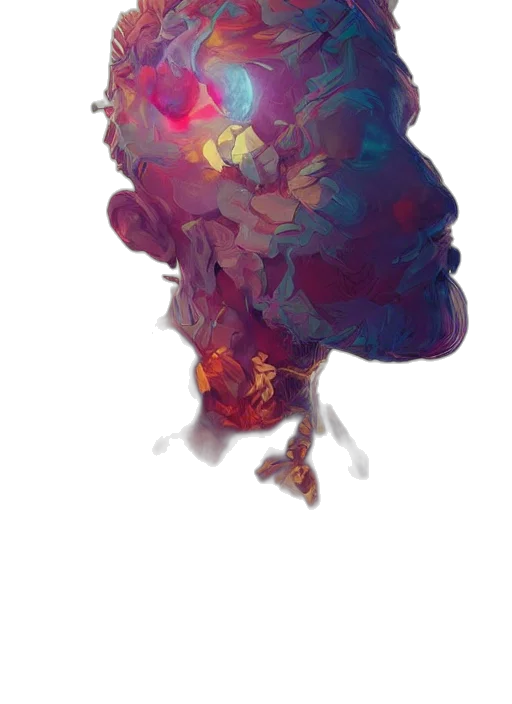 mask, face, crown, hair, concept art, watercolor, fantasy art, pixel art transparent PNG cut-out