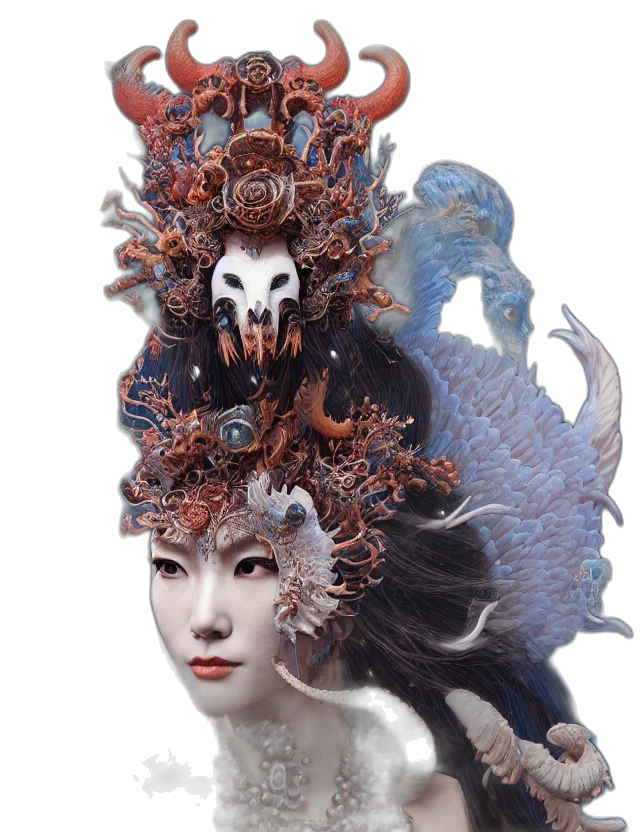 mask, creature, crown, dragon transparent PNG cut-out