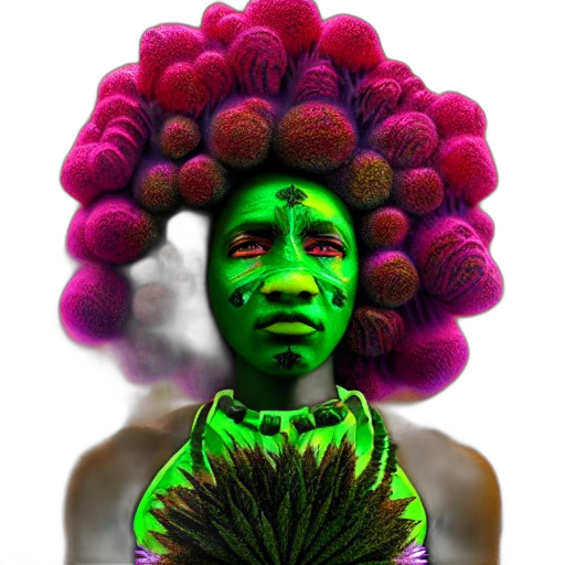 mask, hair, flower, face, photorealistic, 3d render, concept art, fantasy art transparent PNG cut-out