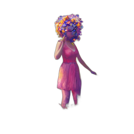 dress, flower, crown, staff transparent PNG cut-out