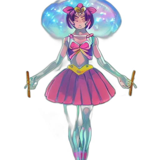 staff, dress, concept art, fantasy art, vaporwave, pixel art, pastel, colorful transparent PNG cut-out
