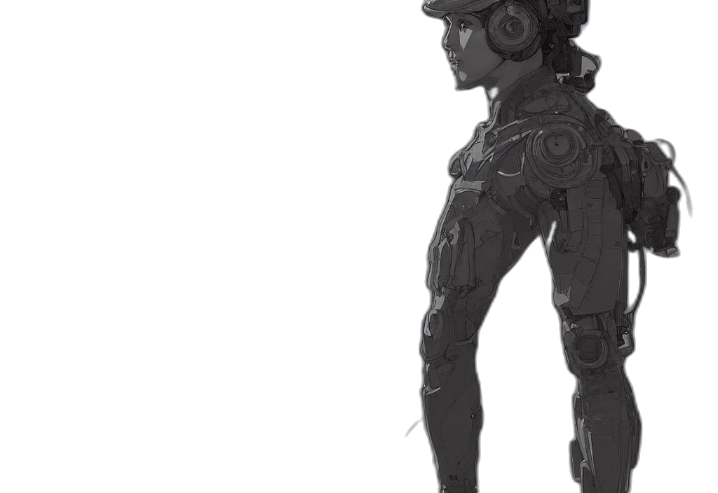 robot, mask, weapon, creature, concept art, 3d render, cyberpunk, comic book art transparent PNG cut-out