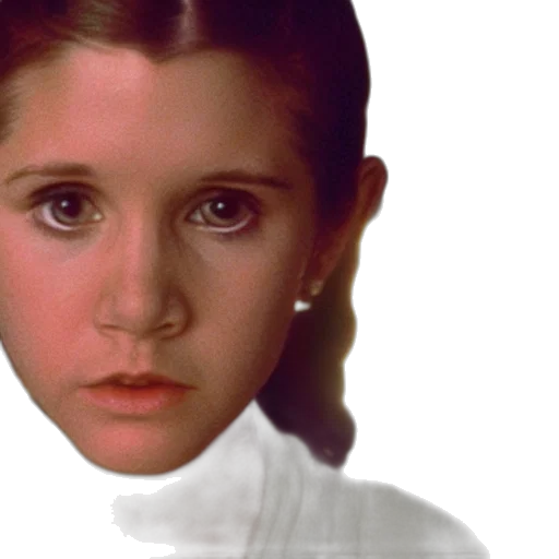 face, photorealistic, film, still, carrie, fisher, kid, new transparent PNG cut-out