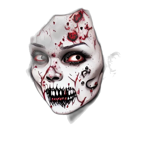 mask, face, photorealistic, concept art, fantasy art, comic book art, zombie, girl transparent PNG cut-out