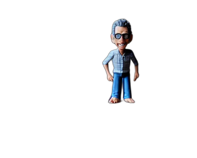 staff, 3d render, cartoon, concept art, pixel art, jeff, goldblum, figurine transparent PNG cut-out
