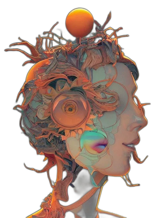 crown, mask, face, flower, concept art, watercolor, 3d render, fantasy art transparent PNG cut-out