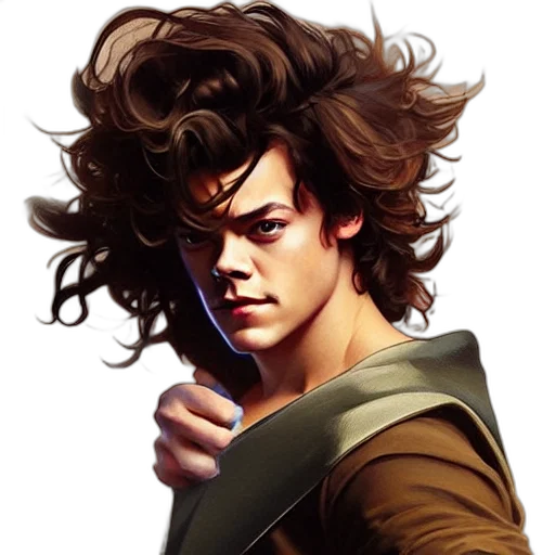 hair, weapon, photorealistic, comic book art, fantasy art, concept art, harry, styles transparent PNG cut-out