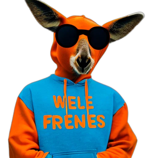 jacket, animal, staff, 3d render, portrait, photo, kangaroo, wearing transparent PNG cut-out