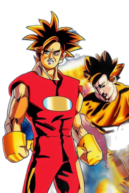 comic book art, concept art, anime, cartoon, golden, robert, downey, goku transparent PNG cut-out
