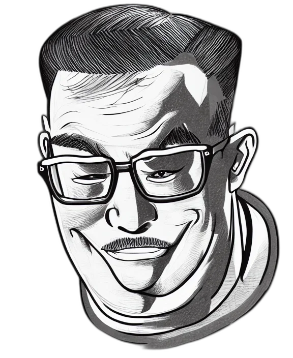 face, cartoon, comic book art, photorealistic, concept art, ink, line, drawing transparent PNG cut-out
