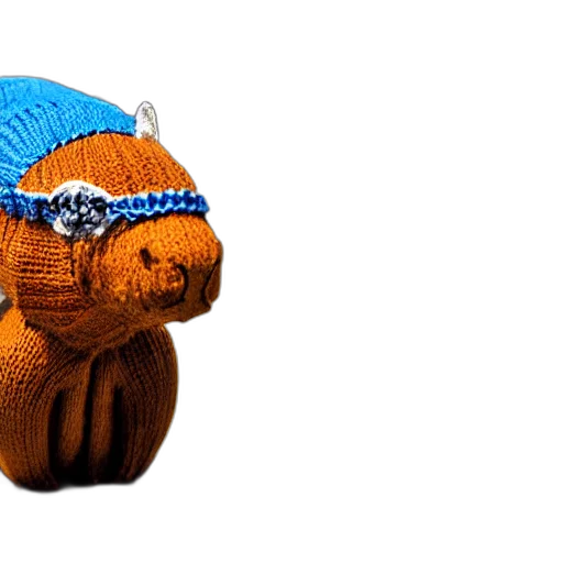 hat, 3d render, photorealistic, photograph, knitted, cute, capybara, wearing transparent PNG cut-out