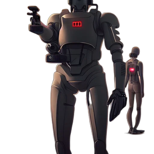 robot, staff, weapon, creature transparent PNG cut-out
