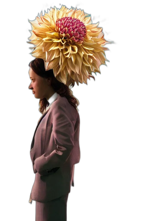 crown, staff, flower, hat, photorealistic, 3d render, concept art, golden transparent PNG cut-out