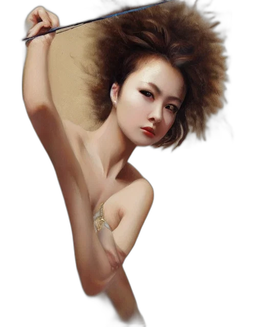 hair, jewelry, staff, dress, photorealistic, fantasy art, oil painting, concept art transparent PNG cut-out