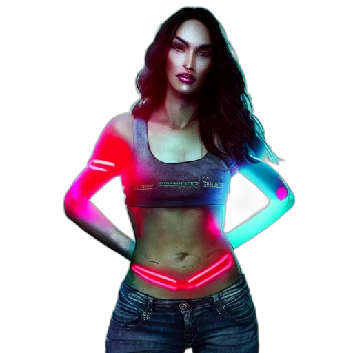jacket, jewelry, cyberpunk, 3d render, pixel art, concept art, neon lights, neon transparent PNG cut-out