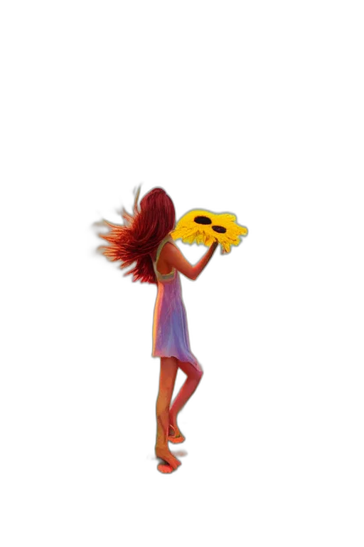 staff, dress, hair, weapon, concept art, 3d render, cartoon, fantasy art transparent PNG cut-out
