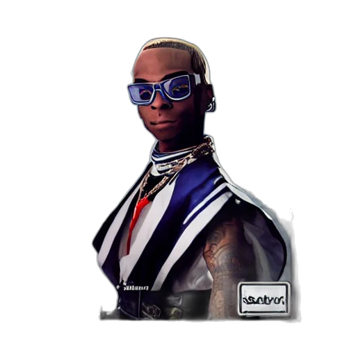 robot, jacket, staff, animal, 3d render, concept art, cyberpunk, photorealistic transparent PNG cut-out