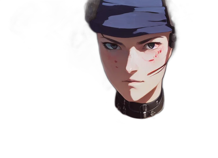 face, hat, mask, weapon, concept art, anime, pixel art, watercolor transparent PNG cut-out