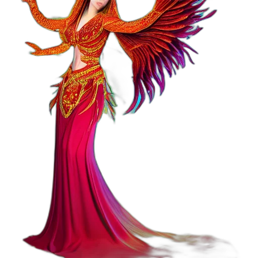 dress, dragon, staff, jewelry, fantasy art, concept art, 3d render, cartoon transparent PNG cut-out