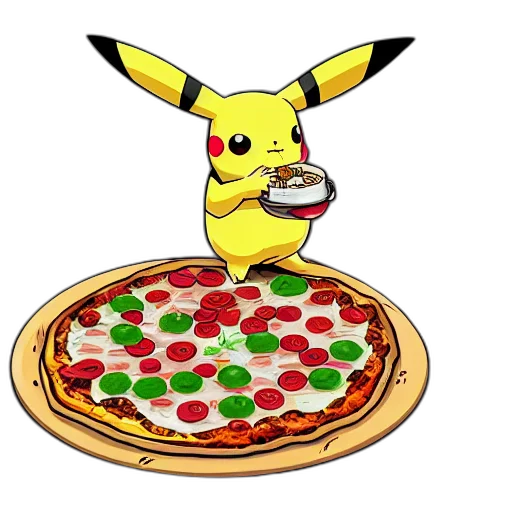 food, animal, pixel art, concept art, 3d render, pikachu, eating, ranch transparent PNG cut-out