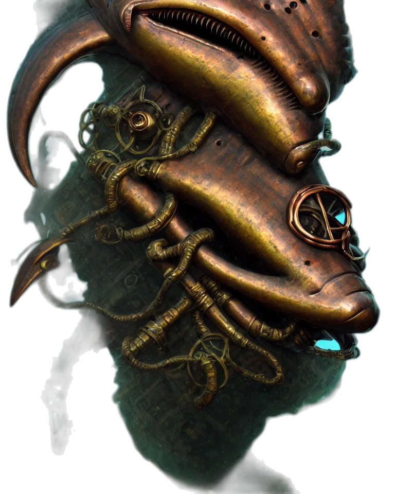 mask, dragon, staff, crown, concept art, 3d render, photorealistic, fantasy art transparent PNG cut-out
