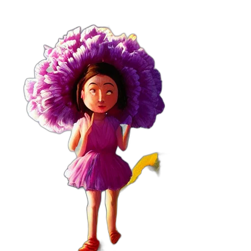 flower, dress, crown, hair, concept art, 3d render, cartoon, photorealistic transparent PNG cut-out
