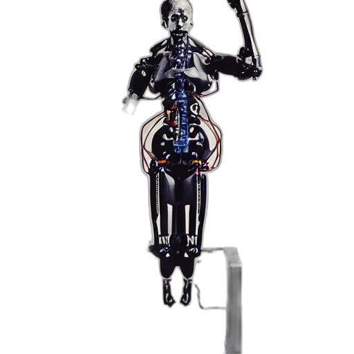 robot, staff, sword, jewelry, cyberpunk, concept art, 3d render, cybernetic transparent PNG cut-out
