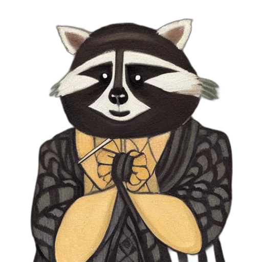 jacket, mask, concept art, fantasy art, pixel art, watercolor, monochrome, raccoon transparent PNG cut-out