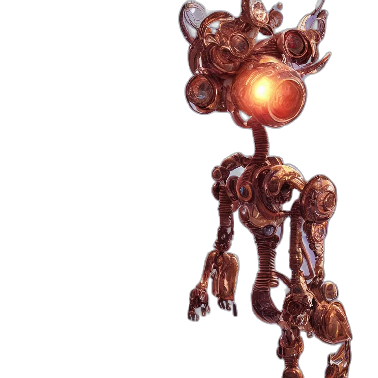 robot, staff, weapon, creature, concept art, 3d render, fantasy art, pixel art transparent PNG cut-out
