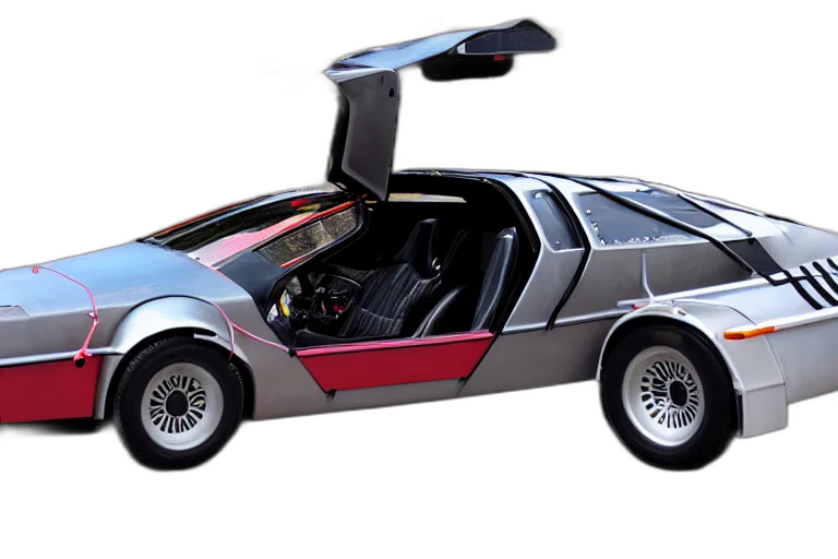 car, concept art, 3d render, hotrod, delorean transparent PNG cut-out