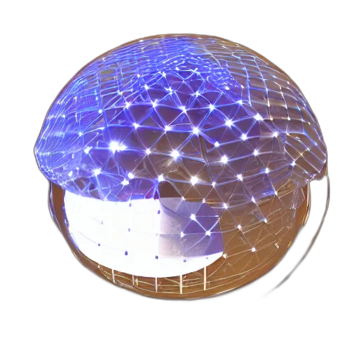 hat, crown, robot, umbrella, 3d render, vaporwave, cyberpunk, concept art transparent PNG cut-out