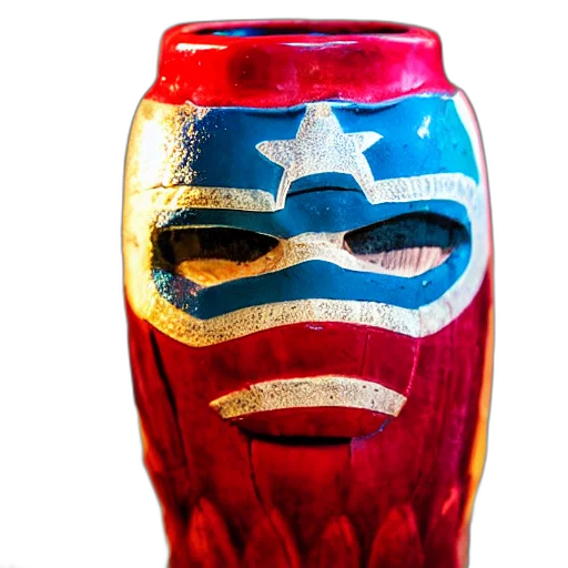 bottle, mask, closeup, photorealistic, photograph, glossy, captain, america transparent PNG cut-out