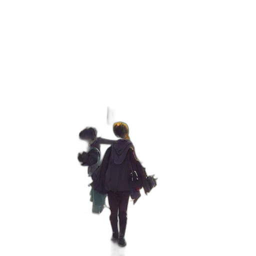 umbrella, staff, jacket, weapon, pixel art, concept art, anime, 3d render transparent PNG cut-out