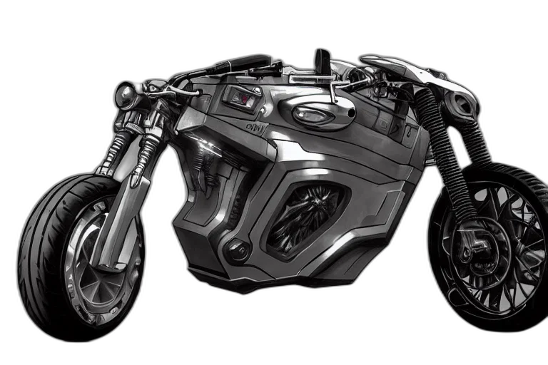 robot, 3d render, concept art, cyberpunk, photorealistic, futuristic, motorcycle, concept transparent PNG cut-out