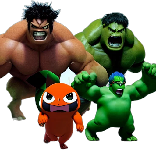concept art, 3d render, comic book art, fantasy art, pokemons, style, hulk, hulkmons transparent PNG cut-out